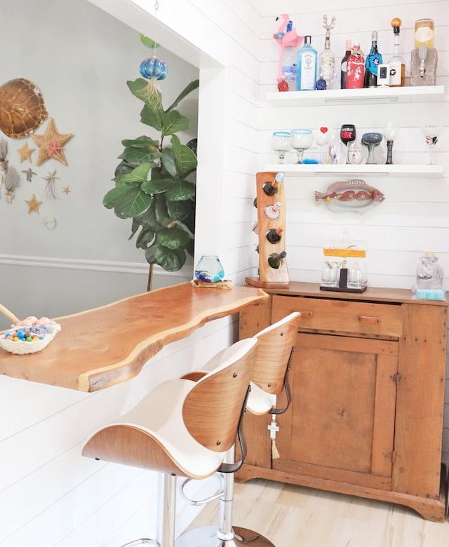 dining area with light wood-style floors