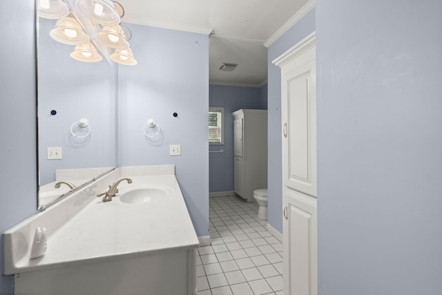 309 Padgett Loop, Walterboro, SC 29488 - bathroom with tile patterned flooring, vanity, ornamental molding, toilet, and baseboards