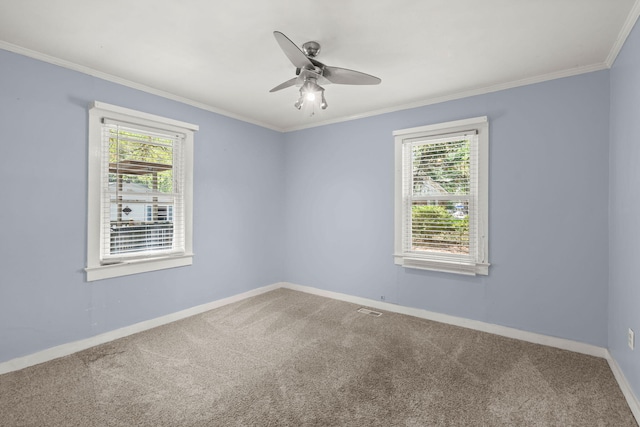 309 Padgett Loop, Walterboro, SC 29488 - carpeted spare room featuring healthy amount of natural light, ceiling fan, baseboards, and crown molding