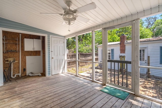 309 Padgett Loop, Walterboro, SC 29488 - unfurnished sunroom featuring ceiling fan, vaulted ceiling, and healthy amount of natural light