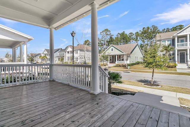 deck with a residential view