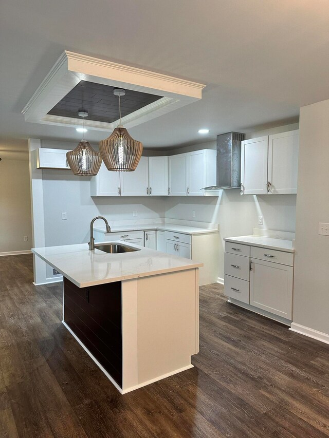 kitchen featuring white cabinets, dark hardwood / wood-style floors, and sink