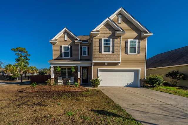 craftsman-style home with a garage