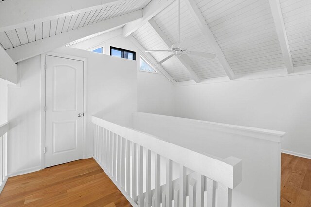 811 Treeloft Trce, Seabrook Island, SC 29455 - hall featuring wooden ceiling, an upstairs landing, and wood finished floors