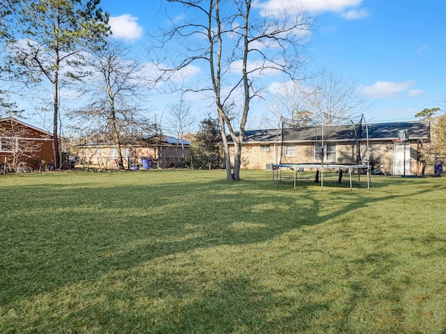 view of yard featuring a trampoline