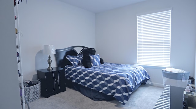 bedroom featuring carpet flooring and multiple windows