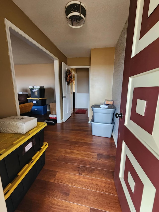 hallway featuring dark wood-type flooring