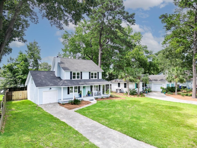 2020 Piper Dr, Charleston, SC 29407 - view of front of home featuring driveway, covered porch, an attached garage, a chimney, and roof with shingles