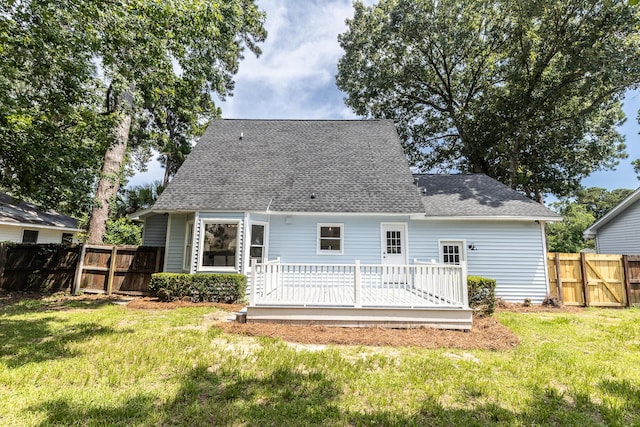 2020 Piper Dr, Charleston, SC 29407 - rear view of house with a wooden deck, a fenced backyard, and roof with shingles