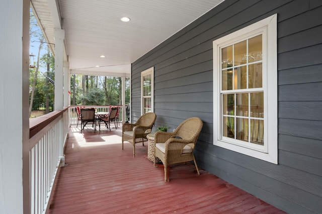 deck featuring a porch