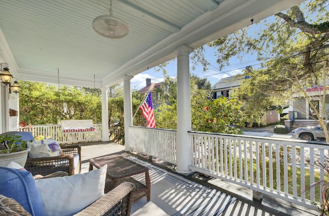 wooden deck with covered porch