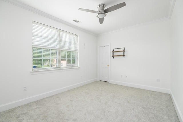 861 Center Park St, Charleston, SC 29492 - carpeted spare room with crown molding, a ceiling fan, and baseboards