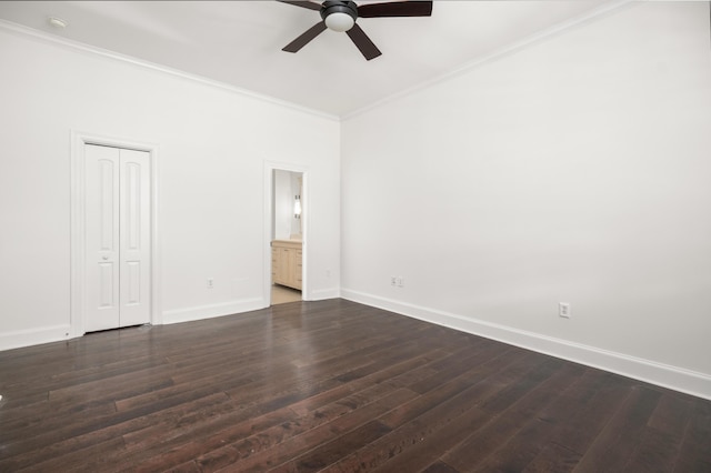 861 Center Park St, Charleston, SC 29492 - unfurnished bedroom with ornamental molding, wood finished floors, baseboards, a closet, and ceiling fan