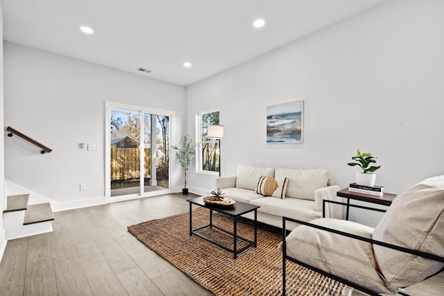 living room with wood-type flooring