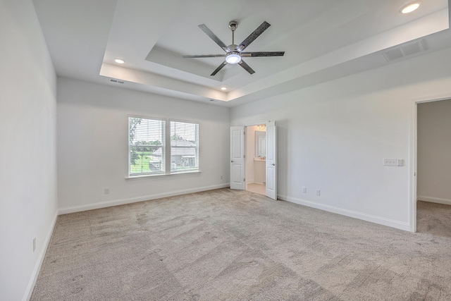 175 Darby Meadow Ln, Ridgeville, SC 29472 - unfurnished bedroom with recessed lighting, carpet, baseboards, a tray ceiling, and a ceiling fan
