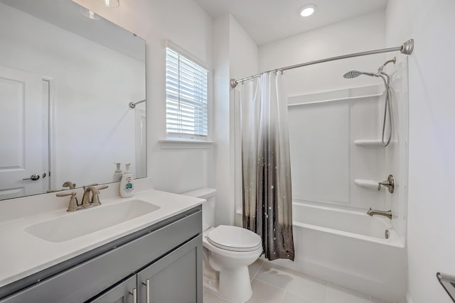 175 Darby Meadow Ln, Ridgeville, SC 29472 - bathroom featuring tile patterned flooring, toilet, shower / bathtub combination with curtain, and vanity