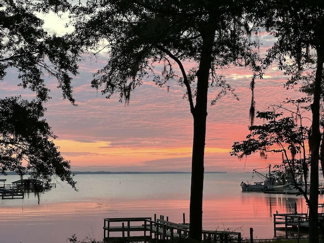 property view of water featuring a dock