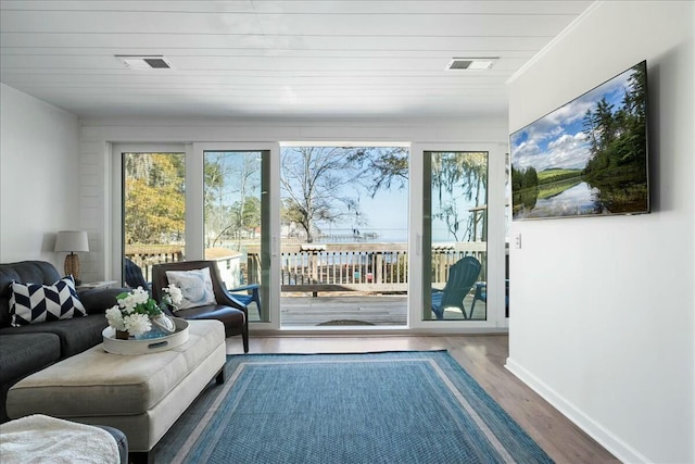 doorway featuring hardwood / wood-style floors