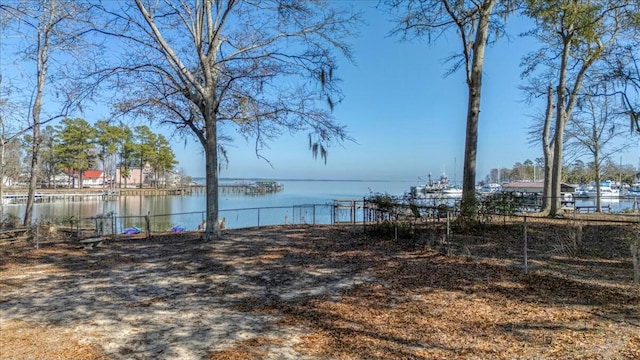 view of yard with a water view