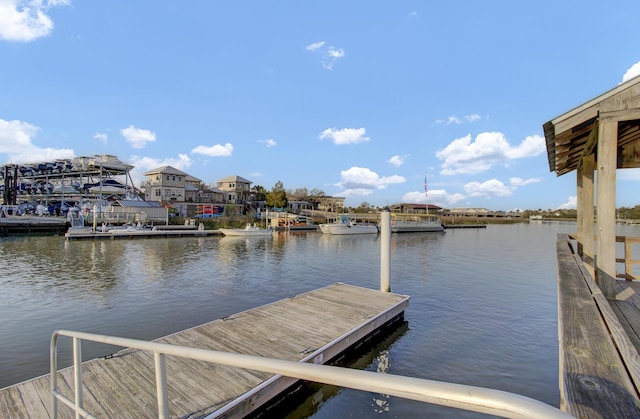 view of dock featuring a water view