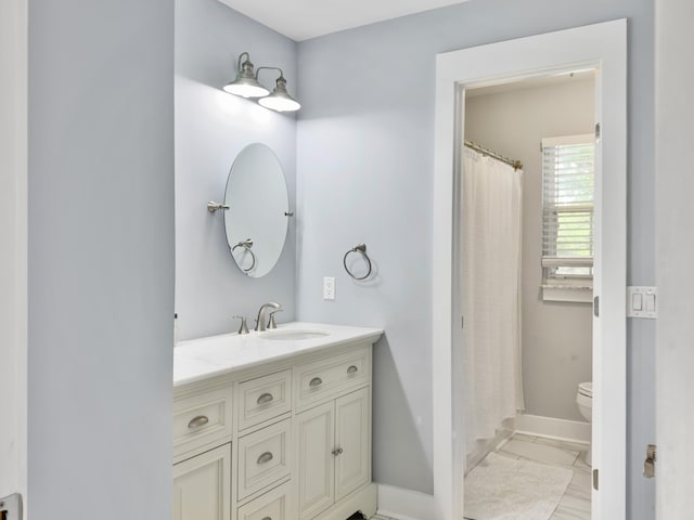 1410 Diamond Blvd, Mount Pleasant, SC 29466 - full bath featuring marble look tile flooring, vanity, and a shower with shower curtain