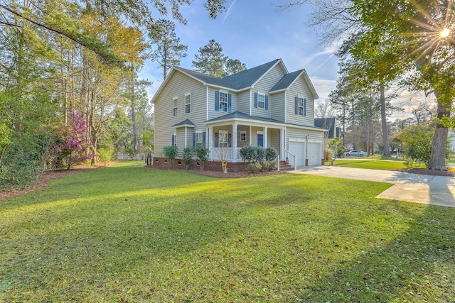 401 Waring St, Summerville, SC 29483 - view of front facade featuring a porch, an attached garage, driveway, and a front lawn