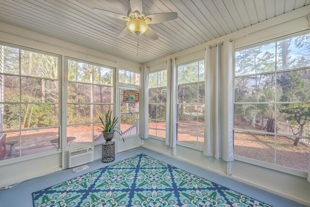 401 Waring St, Summerville, SC 29483 - sunroom with an AC wall unit and a ceiling fan