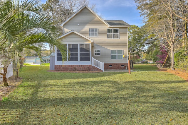 401 Waring St, Summerville, SC 29483 - rear view of property with a yard, a sunroom, and crawl space