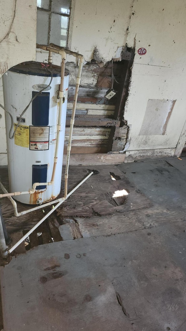 utility room with electric water heater