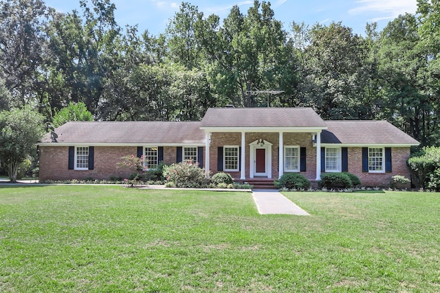 598 Maple Branch Rd, Reevesville, SC 29471 - view of front of property featuring brick siding, a front yard, a porch, and a shingled roof