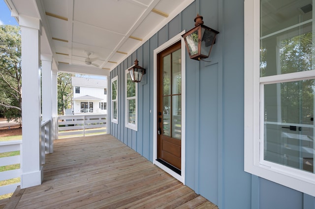 wooden deck with covered porch