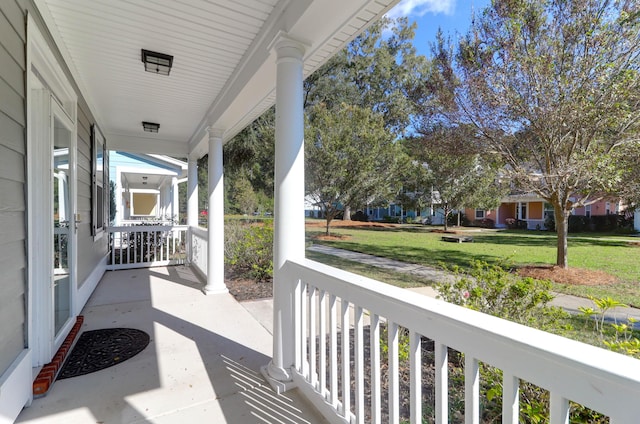 view of patio featuring covered porch