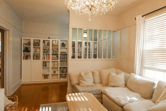 203 Weiters St, Walterboro, SC 29488 - living area with a chandelier, wood finished floors, and crown molding