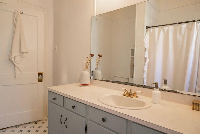 203 Weiters St, Walterboro, SC 29488 - full bath featuring vanity, tile patterned floors, and a shower with shower curtain