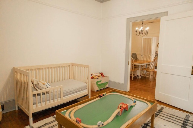 203 Weiters St, Walterboro, SC 29488 - bedroom featuring a chandelier and wood finished floors