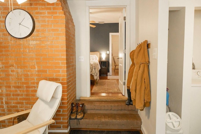 203 Weiters St, Walterboro, SC 29488 - stairway featuring brick wall