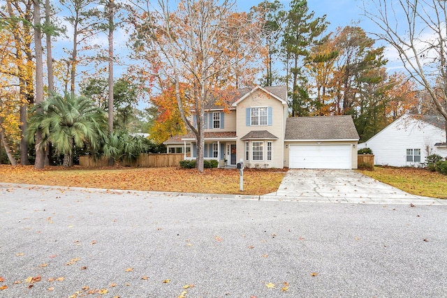 view of property featuring a garage