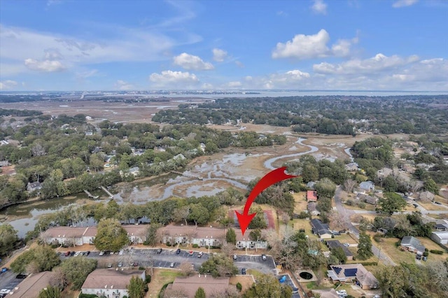 bird's eye view featuring a water view