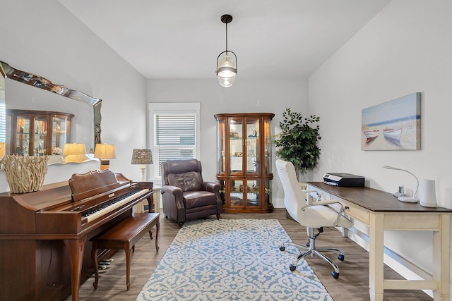 office with hardwood / wood-style flooring