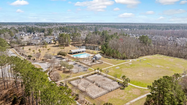 404 Norwood Ct, Moncks Corner, SC 29461 - drone / aerial view of a pool and a heavily wooded area