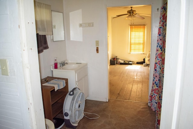 hall with a sink