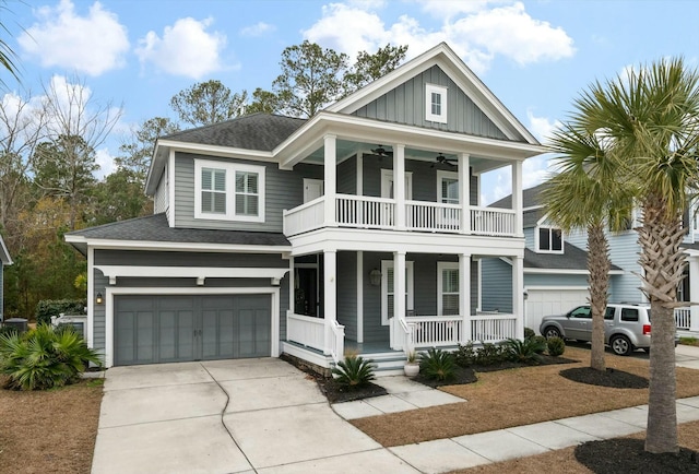 view of front of home with a balcony and covered porch