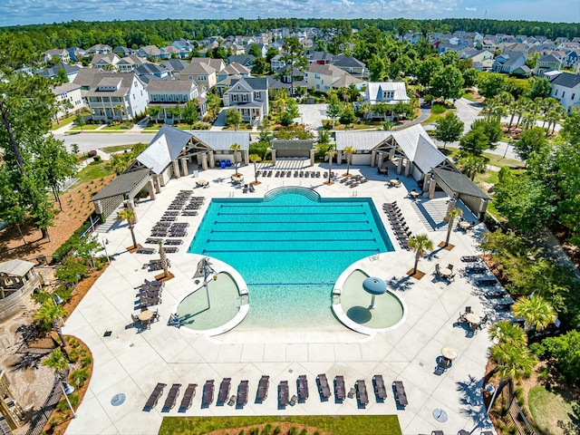 view of swimming pool featuring a patio