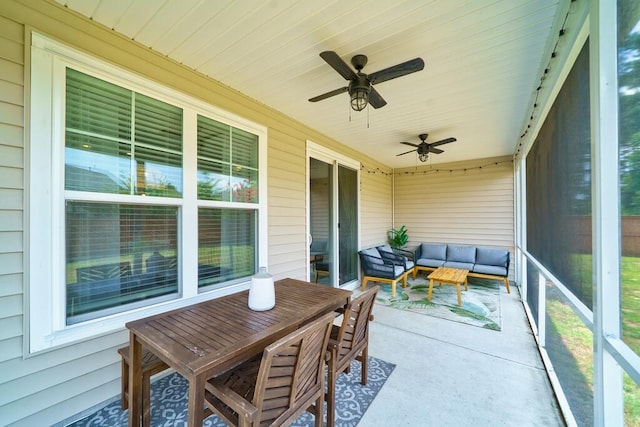 1250 Hammrick Ln, Johns Island, SC 29455 - sunroom / solarium featuring ceiling fan and an outdoor hangout area