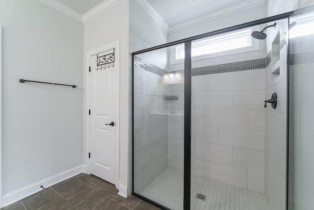 1250 Hammrick Ln, Johns Island, SC 29455 - bathroom with a shower stall and crown molding