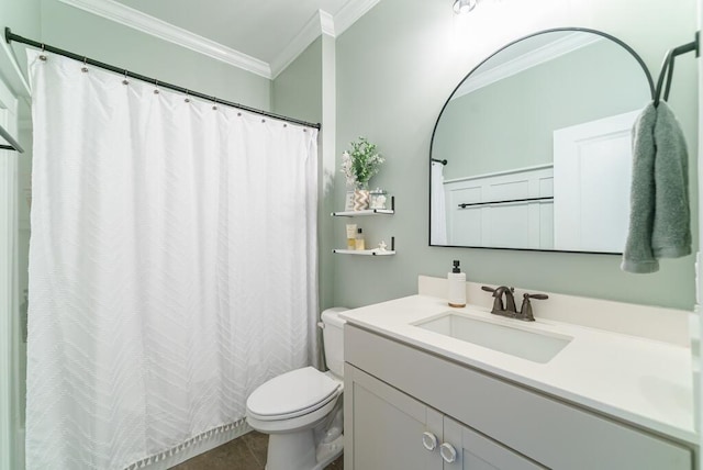 1250 Hammrick Ln, Johns Island, SC 29455 - bathroom with ornamental molding, vanity, tile patterned floors, and curtained shower