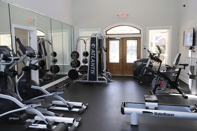 workout area with french doors