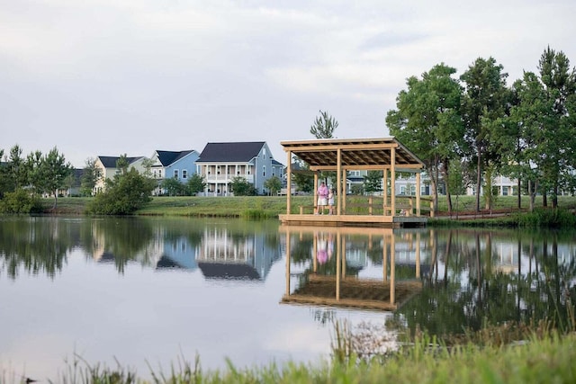 water view featuring a gazebo