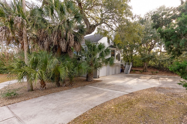 exterior space with a garage