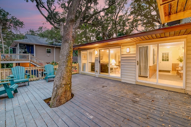 view of deck at dusk